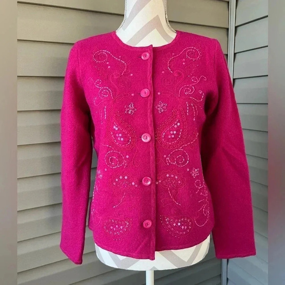 Vintage Susan Bristol Wool Beaded Cardigan - Picture 1 of 15